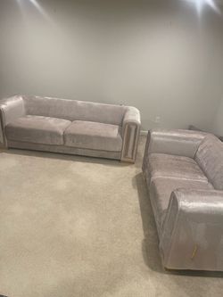 Velvet Sofa and Loveseat Set