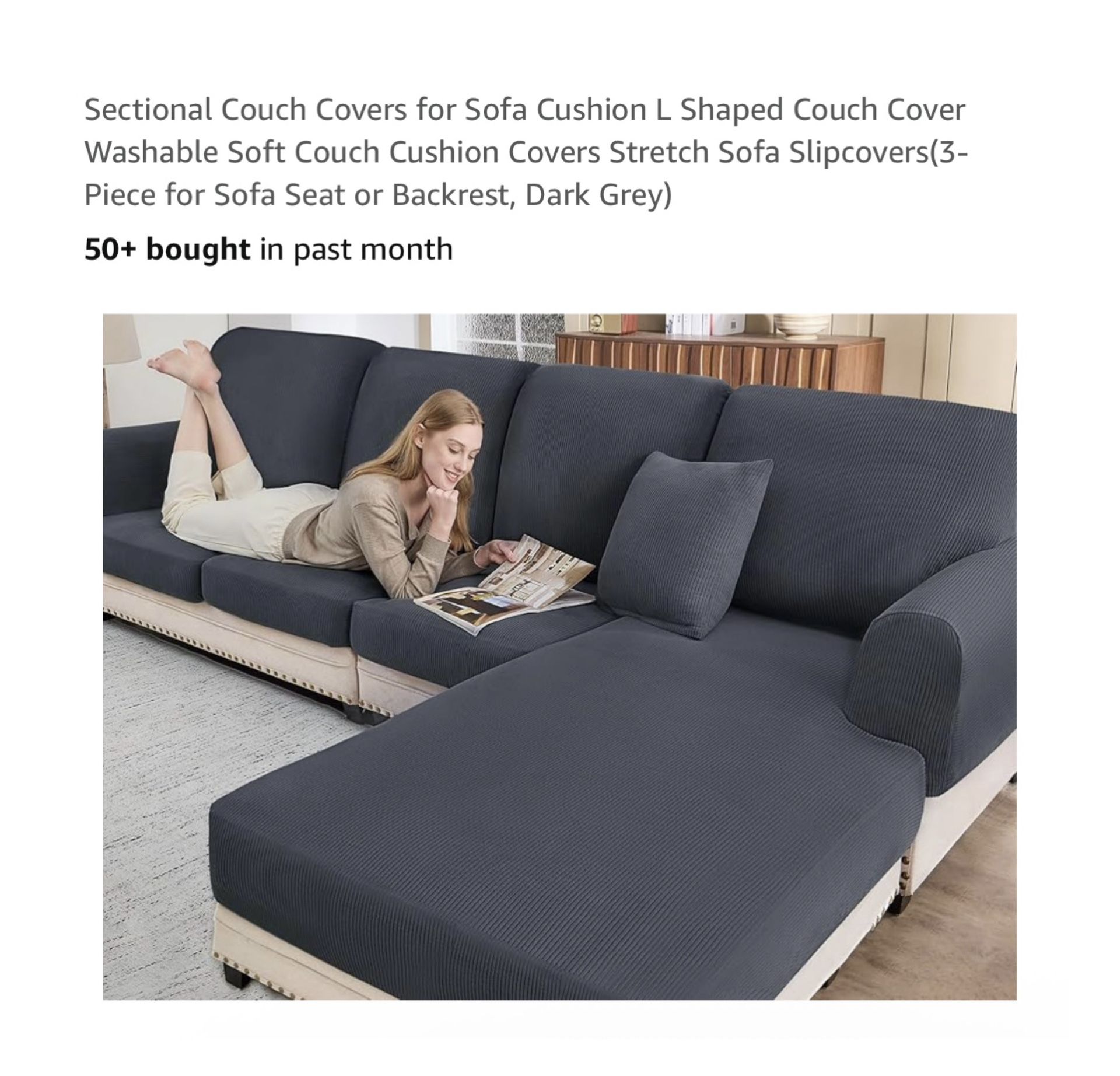 Brand new Sectional Couch Covers for Sofa Cushion L Shaped Couch Cover Washable Soft Couch Cushion Covers Stretch Sofa Slipcovers(3-Piece for Sofa Sea