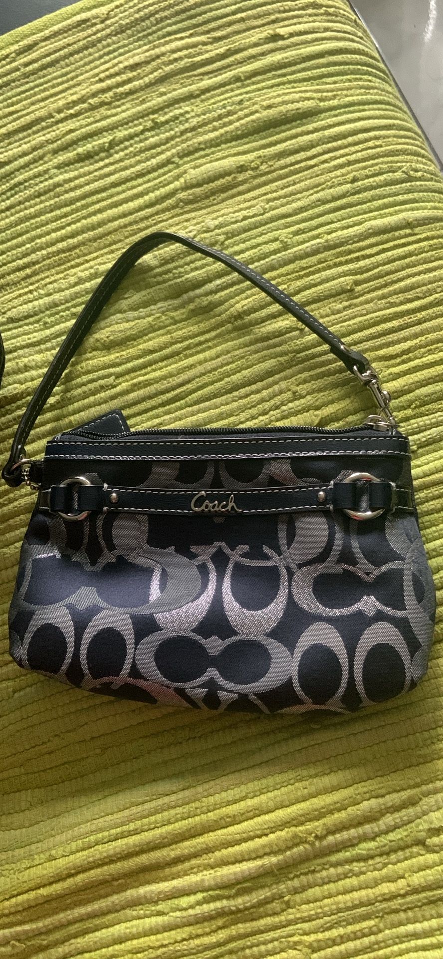 New Wristlet Purse . Navy And Silver