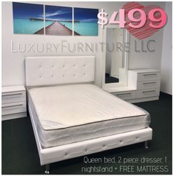 New queen white bedroom set