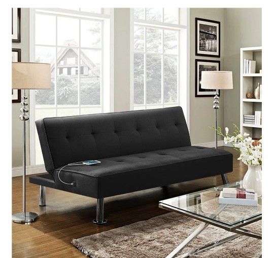 Brand New Luxury Futon Sofa-Bed With USB