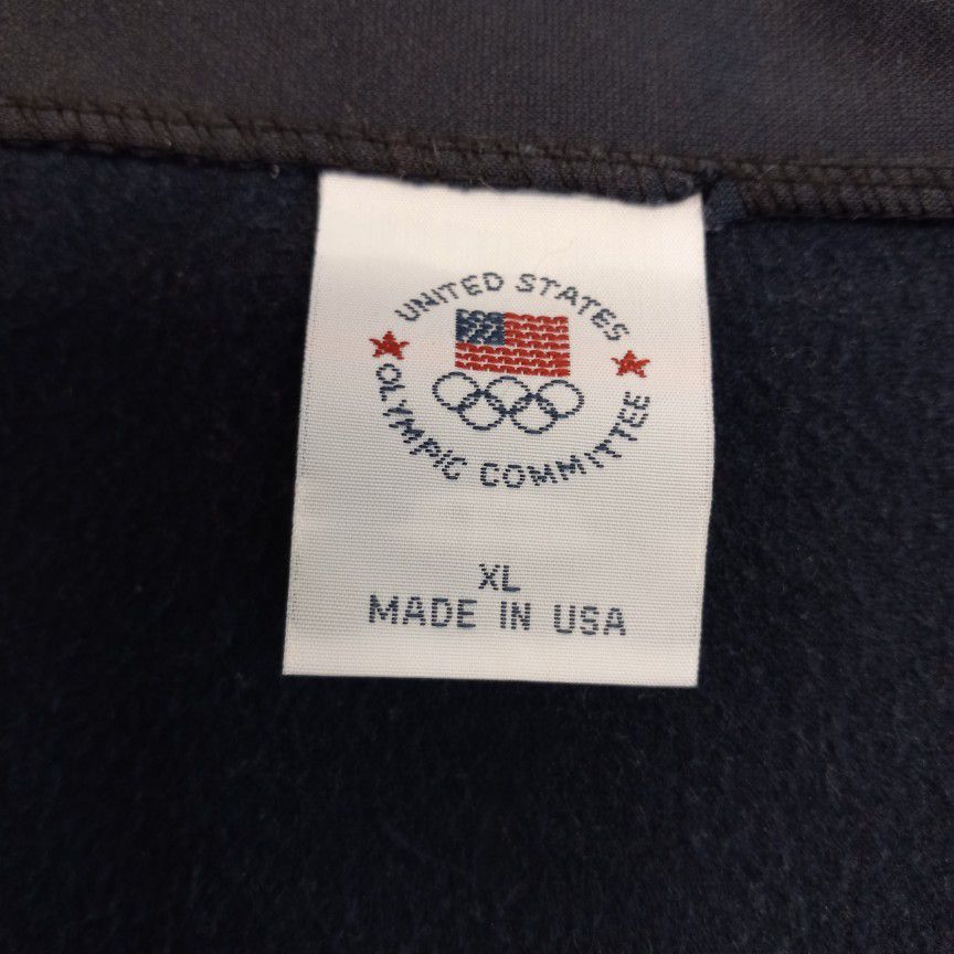 USOC Men's XL Track Warm Up Jacket Full Zipper 2 Pockets Made In USA Black GUC