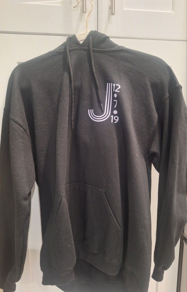 Black Graphic Hoodie Size M – “J 12.7.19” Design