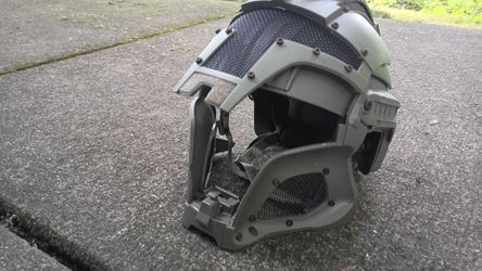 Matrix Medieval Iron Warrior Full Face Tactical Airsoft Helmet - OD Green / Mandalorian Style