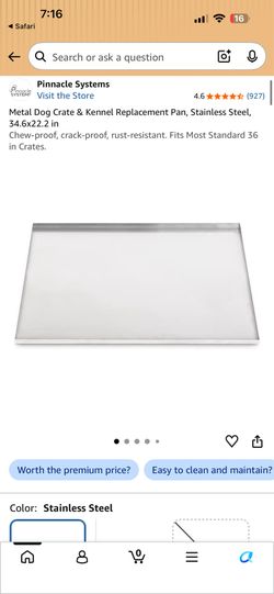 NEW   Metal Dog Crate & Kennel Replacement Pan, Stainless Steel, 34.6x22.2 in Chew-proof, crack-proof, rust-resistant. Fits Most Standard 36 in Crates