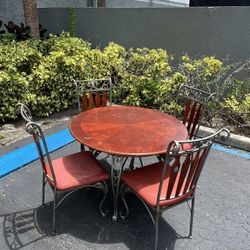 Wood Metal Round Circle Dinning Room Table Make Over Furniture Flip 4 Chairs
