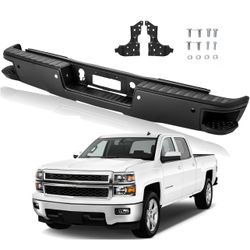 Rear Bumper Assembly Compatible with 2014-2018 Chevy Silverado GMC Sierra 1500 W/SENSOR Hole Carbon Steel,Texture Black