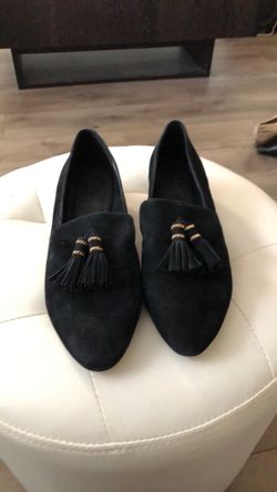 Karl Lagerfield Black Suede Tassel Loafers size 8.5
