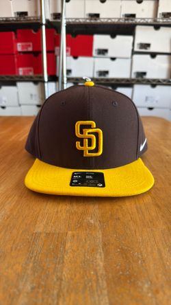 New Nike San Diego SD Padres Pro Baseball Hat Dark Cinder Brown Yellow Friars MLB M/L