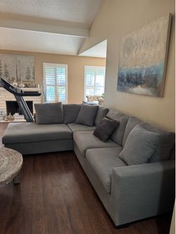 Large sofa with decorative pillows