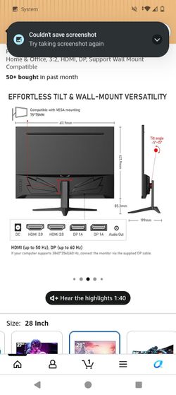 28 inch 4k gawfolk monitor