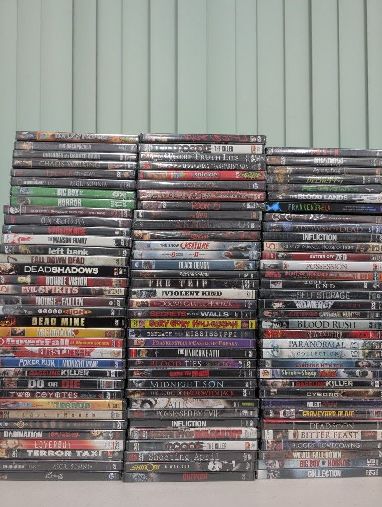 100 New Sealed  DVD Movies - Horror, Thriller ($25 For Everything)
