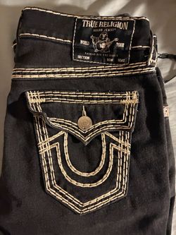 True Religion Black Jeans with Thick Stitching