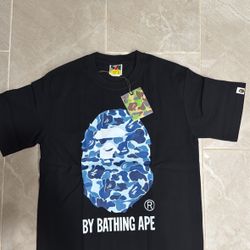 Light Blue on Black Bathing Ape BAPE Tee
