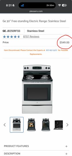 GE 30" Free-standing Electric Range