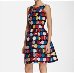 Kensie brand Multicolor Polka Dot Fit and Flare Dress