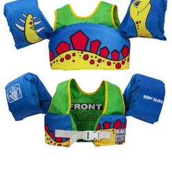 Body Glove Paddle Pals Learn to Swim Life Vest, One Size 33-55 LBS, Dinosaur
