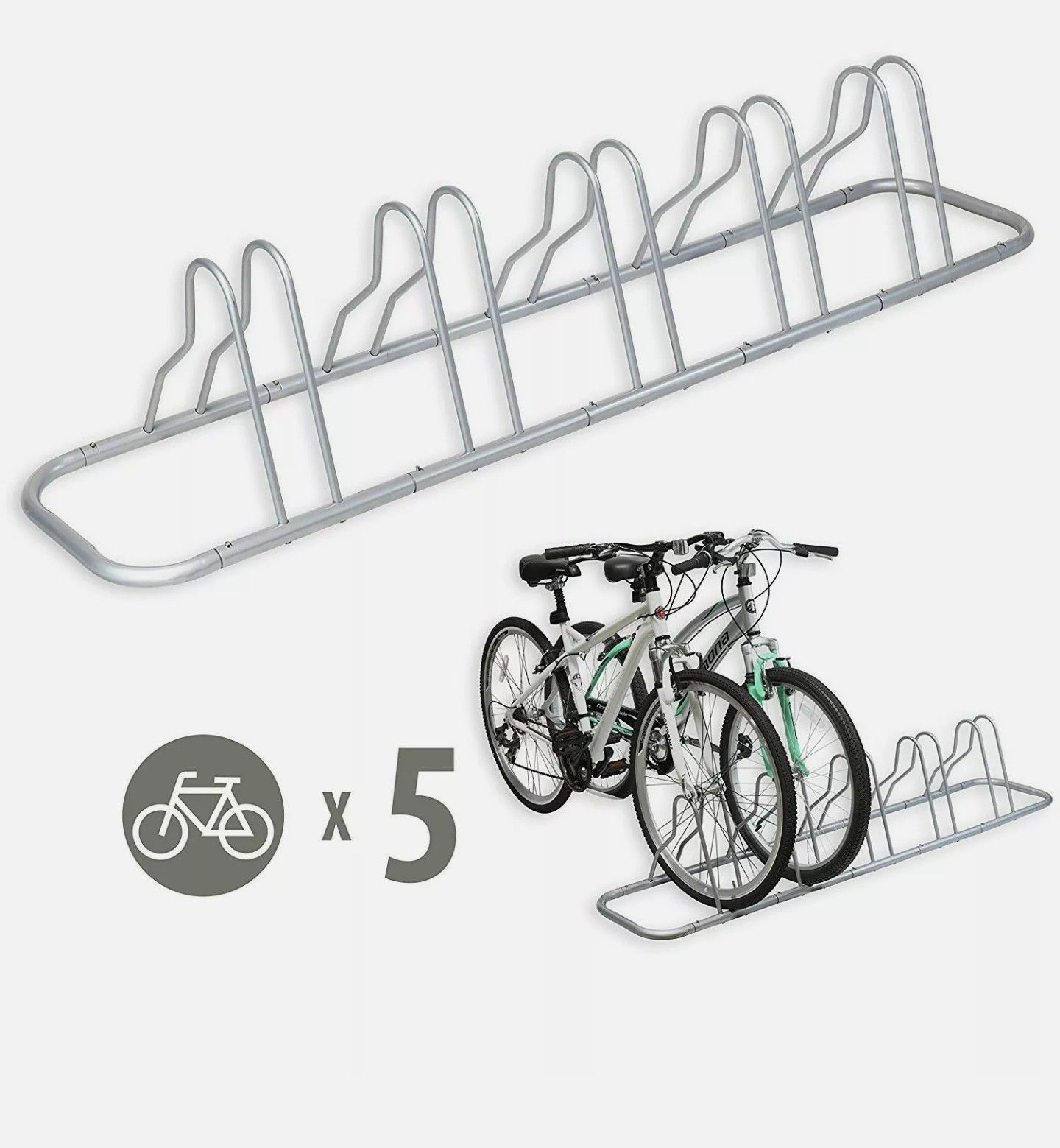 5 Bike Bicycle Rack Holder Stand Floor Parking Ground Stable Storage Garage Home