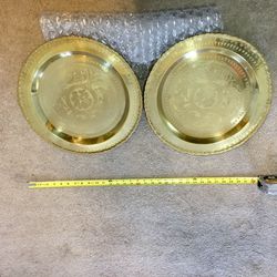 A Pair of Large Brass Serving Trays - made in Hong Kong 