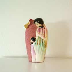 Vintage - Native American Woman and Child Ceramic Vase