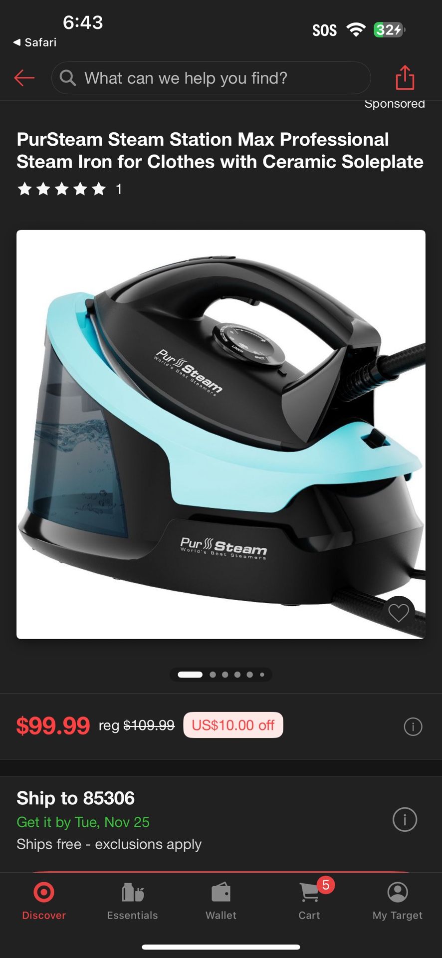 Brand New Ceramic Steamer Iron 