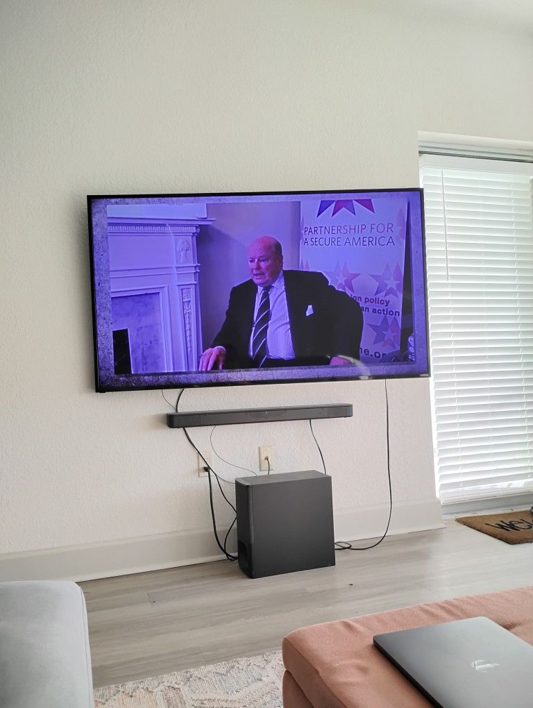 Vizio 65 In E-Series Flat Screen TV Sony Sound Bar and Subwoofer 