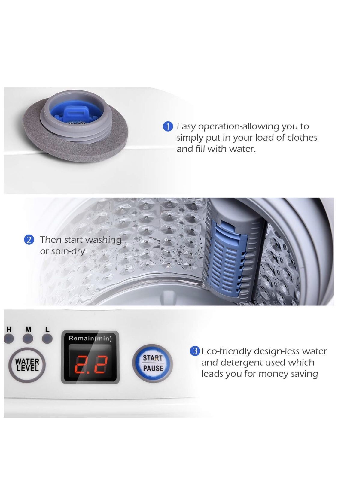 NEW!! Giantex Portable Compact FullAutomatic Laundry 8 lbs Load