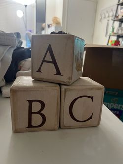 Vintage Style Wooden ABC Teddy Bear Blocks