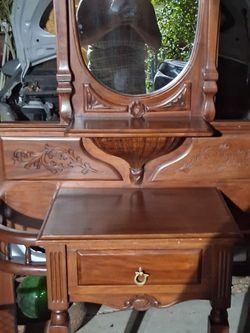 Antique Wood valent with Mirror