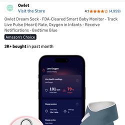 Brand New Owlet Sock 