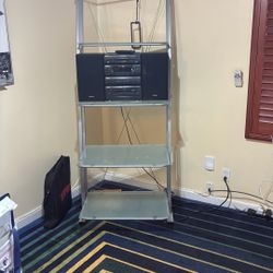 Tall metal And Glass Bookshelf 