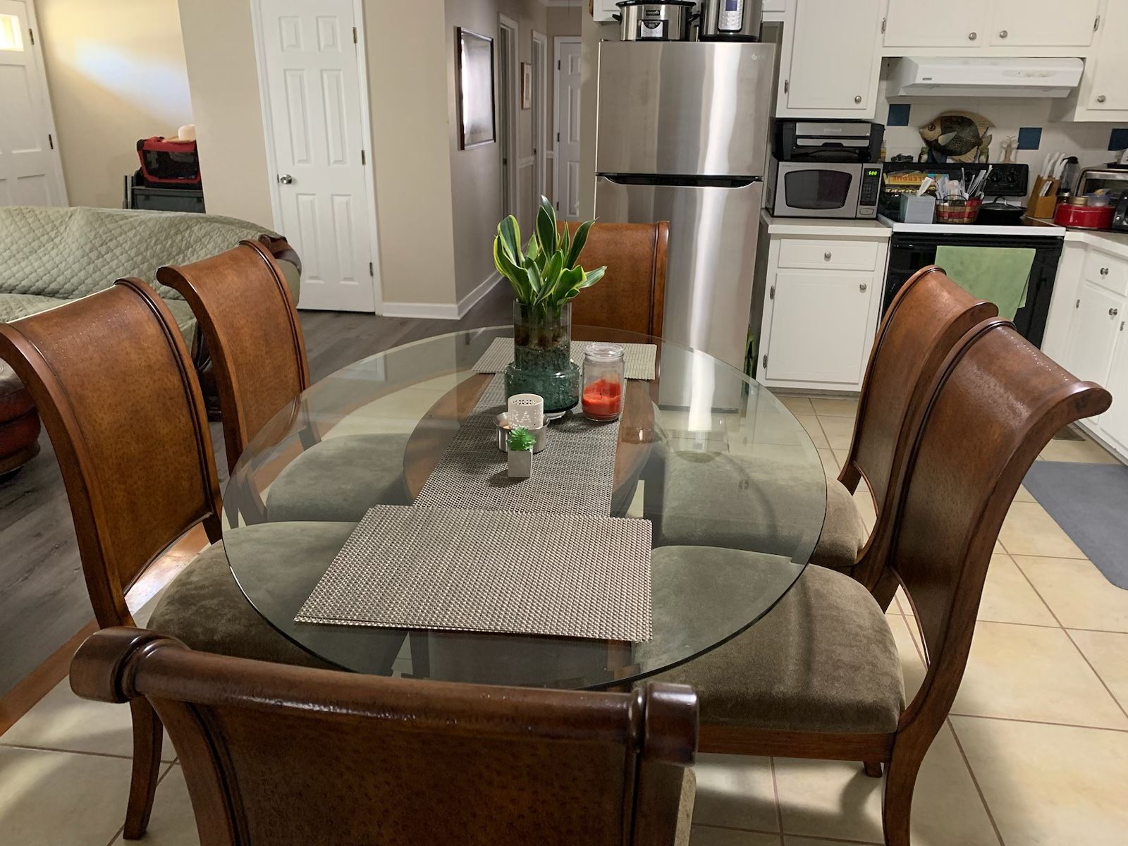 6 Piece, Glass Top, Wood Chairs. Ashley Furniture Dinette Set