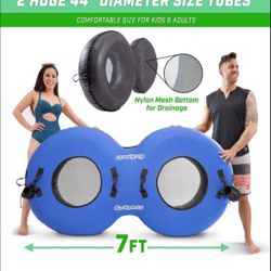 GoSports Heavy-Duty 2 Person Floating River Tube with Premium Canvas Cover-Commercial Grade Double River Tube-Blue