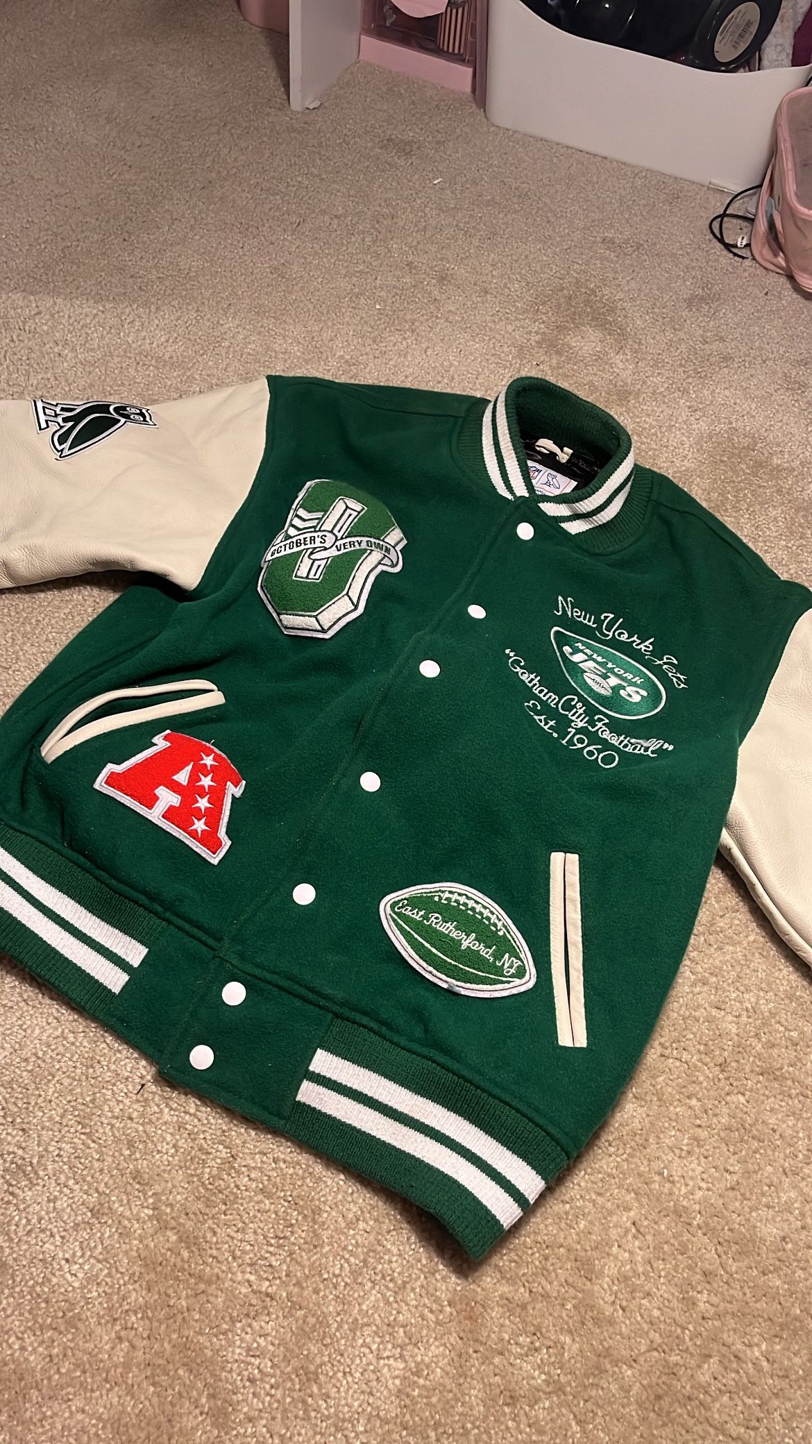 OVO X NFL new york jets varsity jacket 