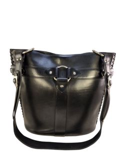 VINTAGE FRYE ITALIAN HARNESS WESTERN COWGIRL PURSE SHOULDER BAG BLACK LEATHER