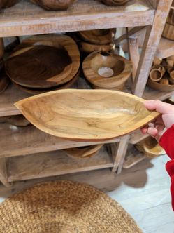 Wooden Leaf-Shaped Serving Bowl