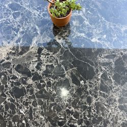 Modern Marble-Top Bistro Table + 2 Barstools