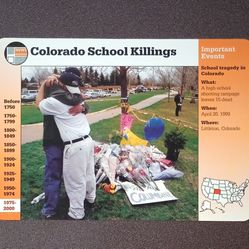 Grolier Columbine Colorado School Killings April 20 1999 History Large Over-sized Card Collectible Vintage