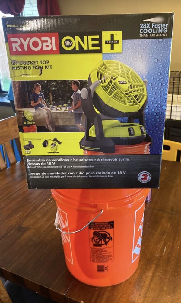 Ryobi 18V One+ Bucket Top Misting Fan Kit W/ Bucket for Sale in