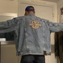 Men’s Faded Denim Harley Davidson Jacket