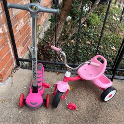 Pink Scooter and Bike In Good Condition. Both 8$ Each 5$