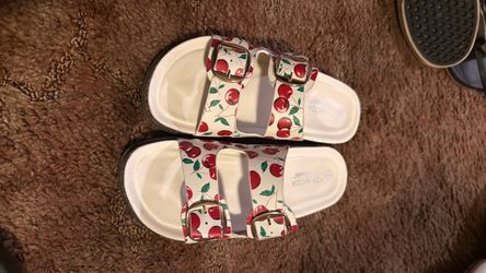 Top Moda Cherry Print Slide Sandals size 6