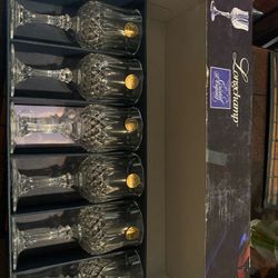Longchamp Cristal d’ Arques made in France 6 Goblets
