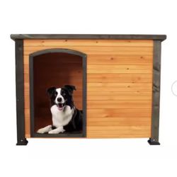 Outdoor Ventilated Indoor Wooden Waterproof Roof Large Dog Dog Kennel, Gold