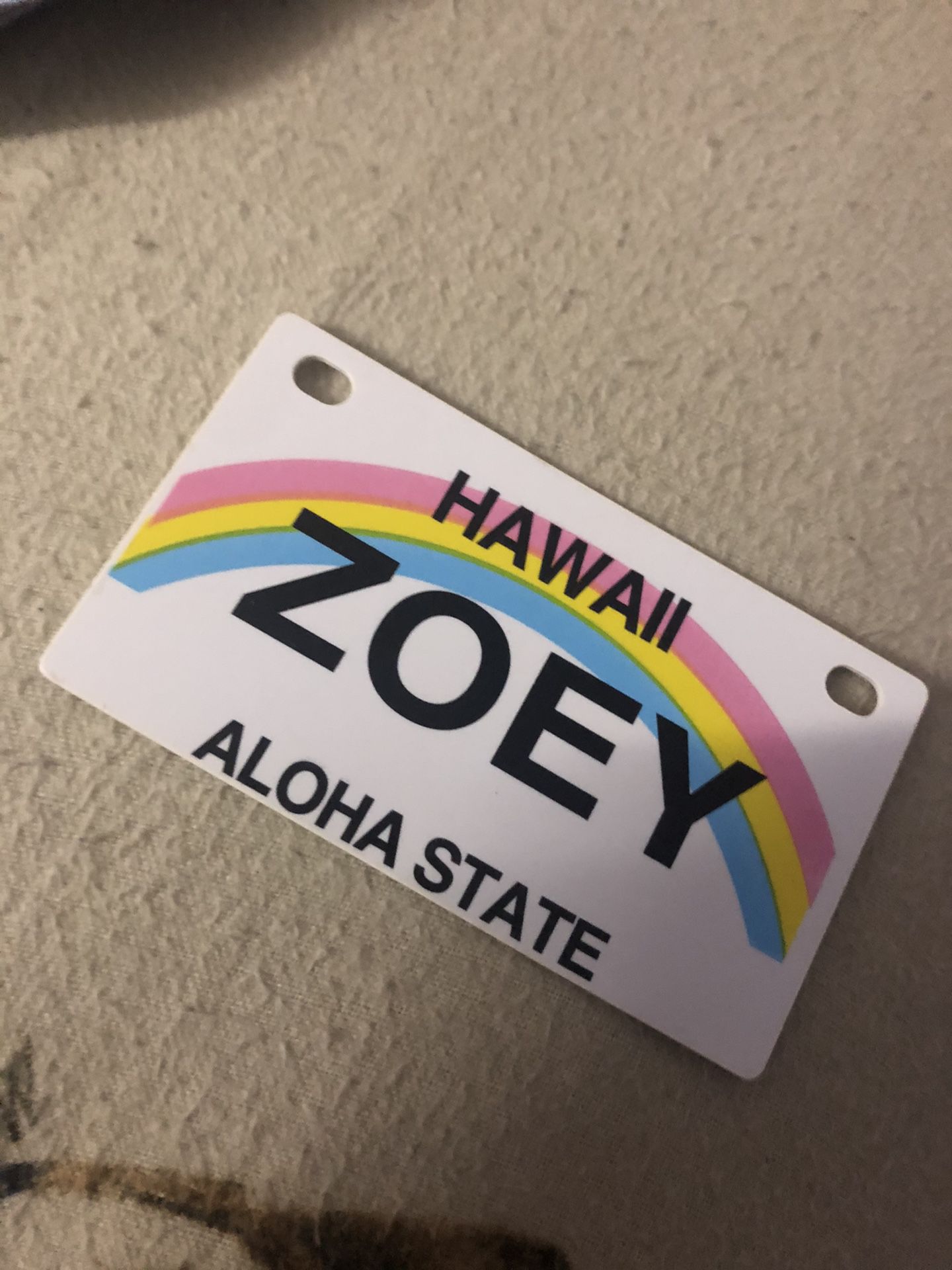 Hawaii Zoey Nametag