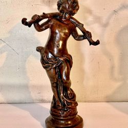 Vintage Bronze Statue Cherub Heavy 15.5” Tall 