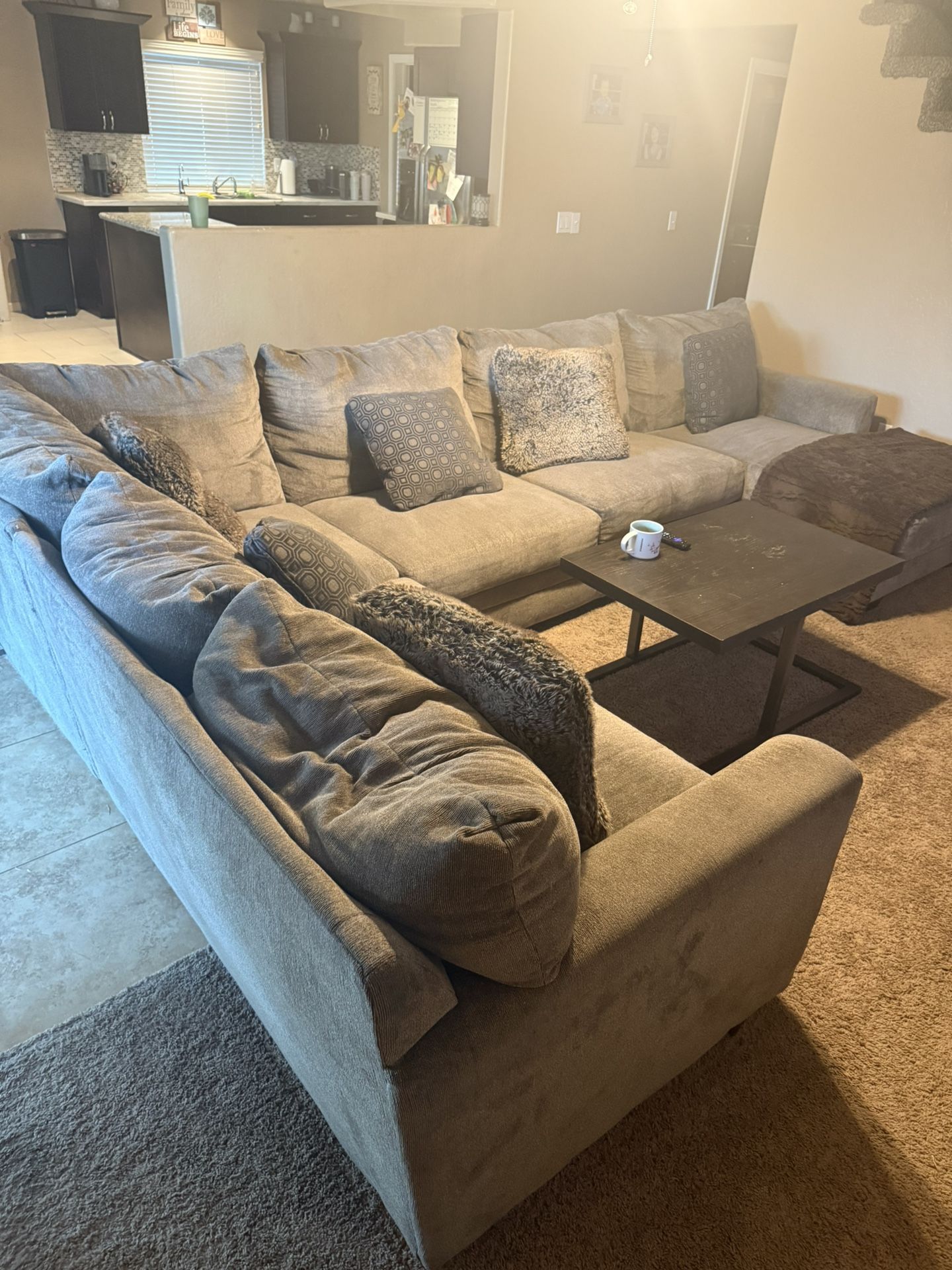 Large L Shaped Sofa Brown