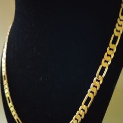 Gold Deep Plated Figaro Necklace Chain Jewelry 