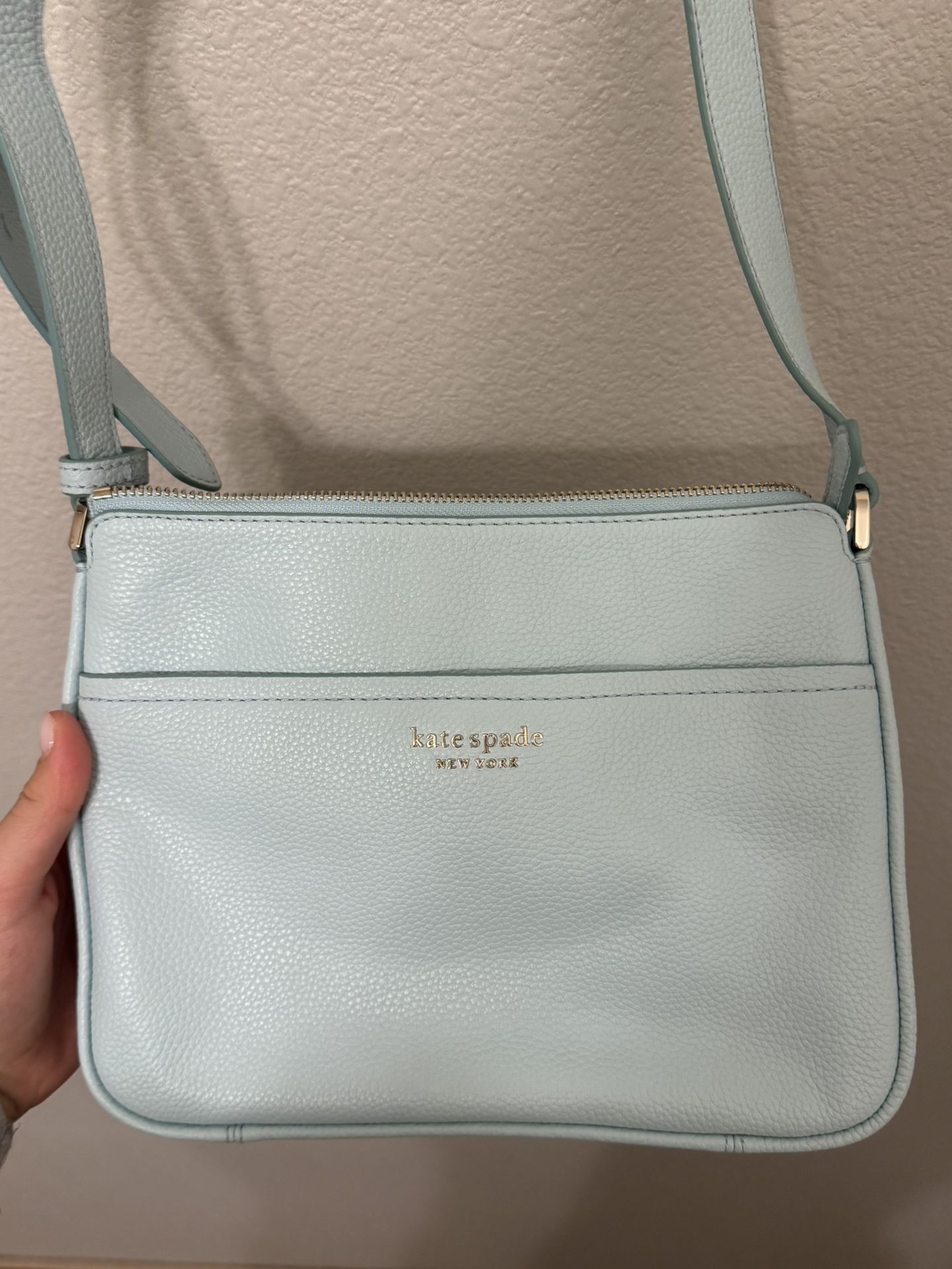 Kate Spade Light Blue Pebbled Leather Crossbody Bag