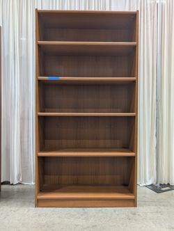 Light Oak Five-Shelf Bookcase